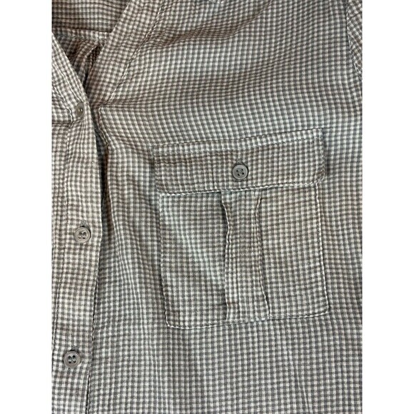 Joie Cherina Button Down Grey White Gingham Size Small Lightweight Pockets - Picture 9 of 11